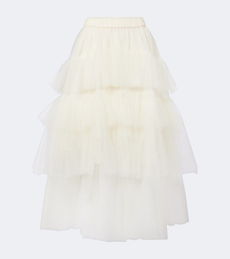 Simone Rocha Women's White Ruffled Tulle Midi Skirt UK Size 6 - Mytheresa