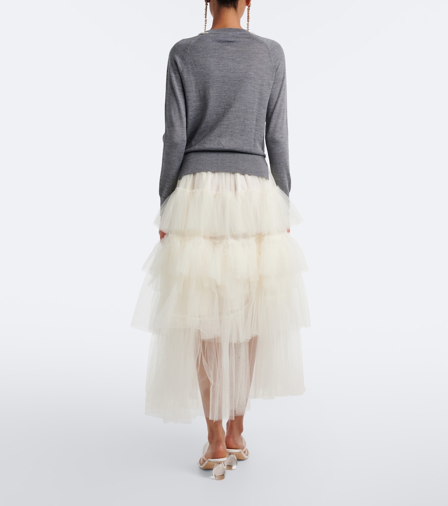 Ruffled Tulle Midi