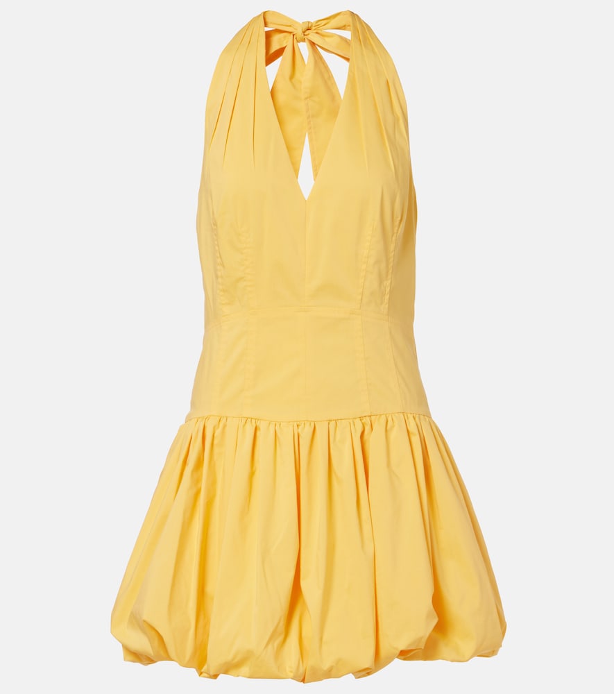 Simkhai Women's Yellow Brooke Gathered Cotton-Blend Minidress UK Size 14 - Mytheresa