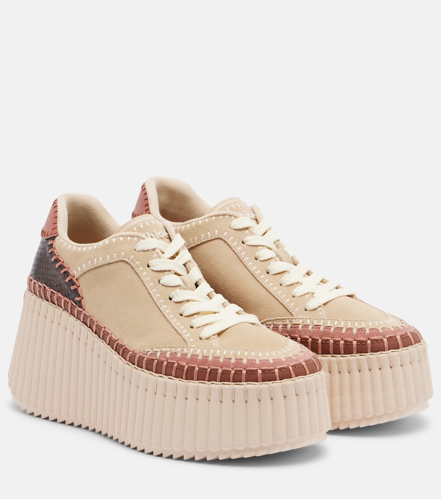 Chloe Women's Beige Nama Suede Platform Sneakers UK Size 9 - Mytheresa