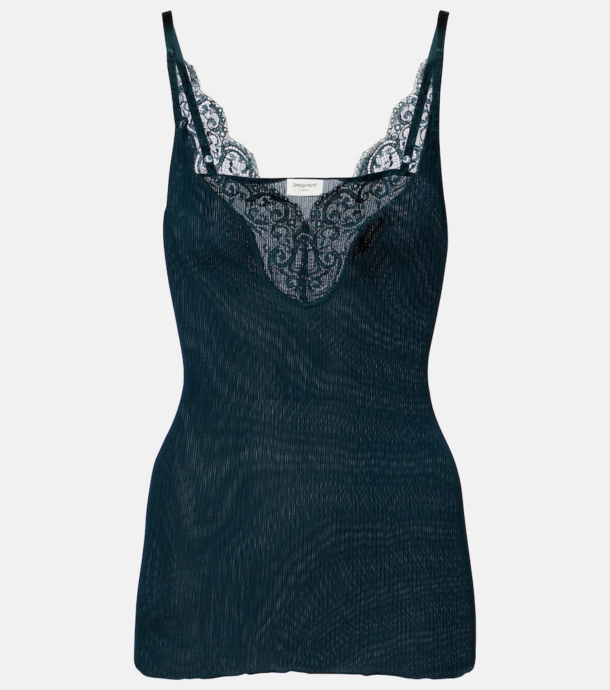 Top aus Rippstrick mit Spitze