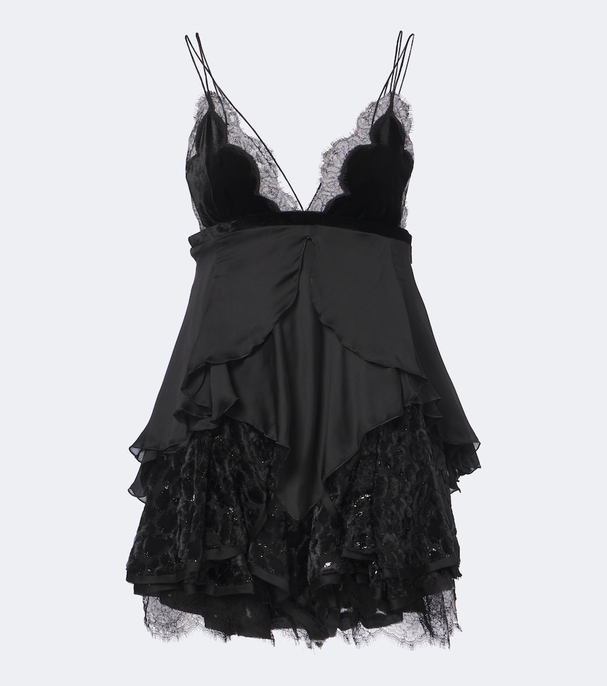 Minikleid aus Seide mit Spitze