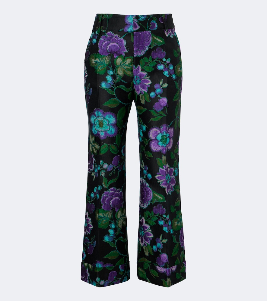 La Doublej Hendrix Floral Jacquard Straight Pants In Multicoloured