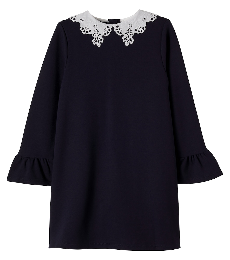 Chloe Kids Blue Embroidered Ruffled Jersey Dress Y Size 4 - Mytheresa