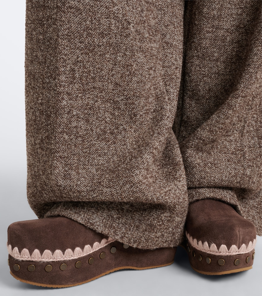 Shearling-Lined Suede Clogs