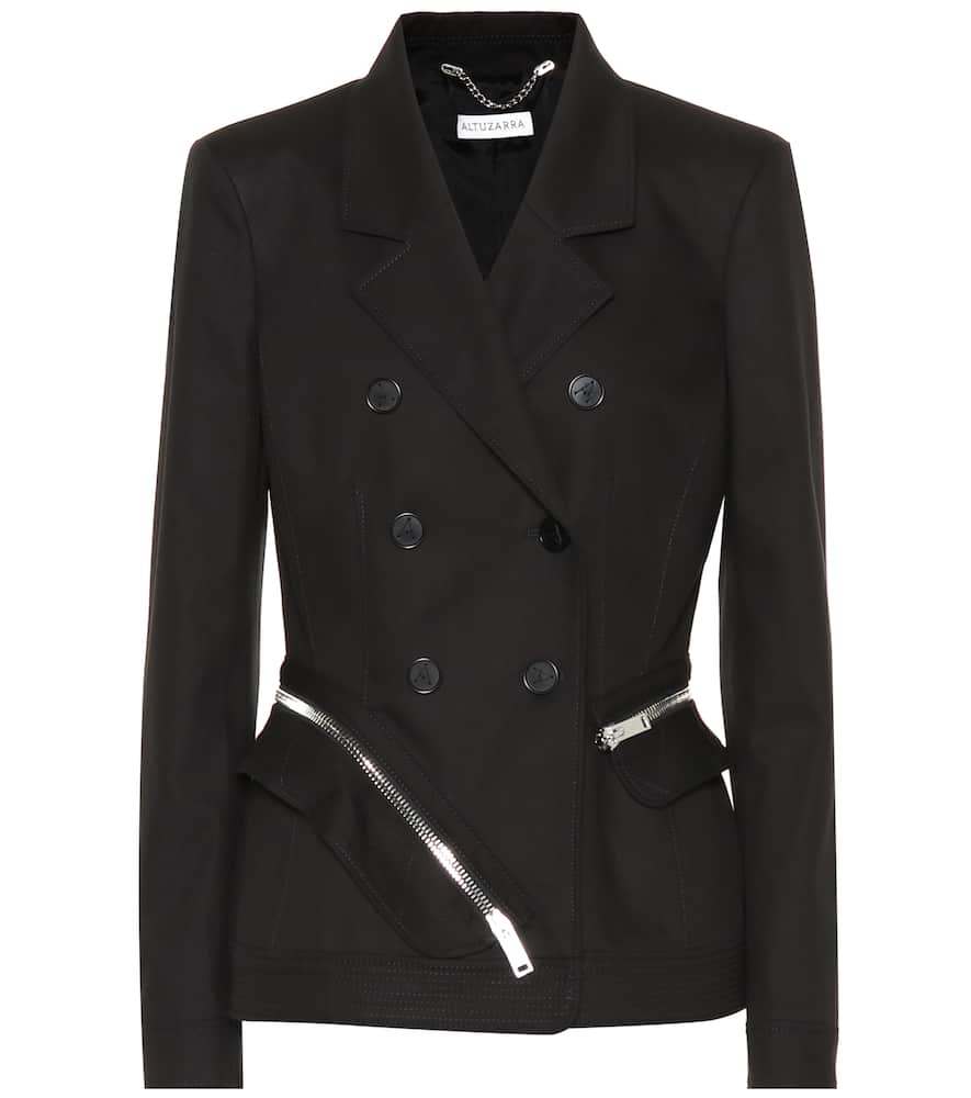 Click to view more detailed imagery on our partner's website Altuzarra Zip-Around Cotton Slim Double-Breasted Jacket - Black
