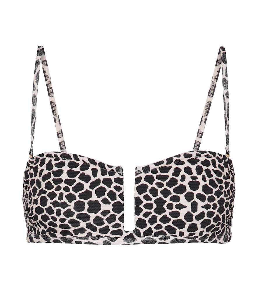 Alexandra Miro Jenna Giraffe-print Bikini Top In Black