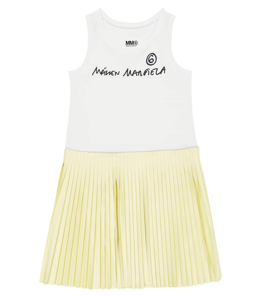 MM6 Maison Margiela Kids Logo printed pleated dress