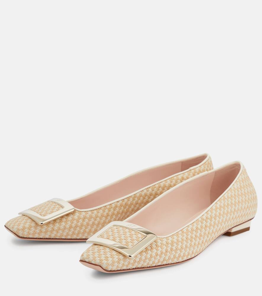 Shop Roger Vivier Belle Vivier Bouclé Ballet Flats In C217(light)+c019(cire)