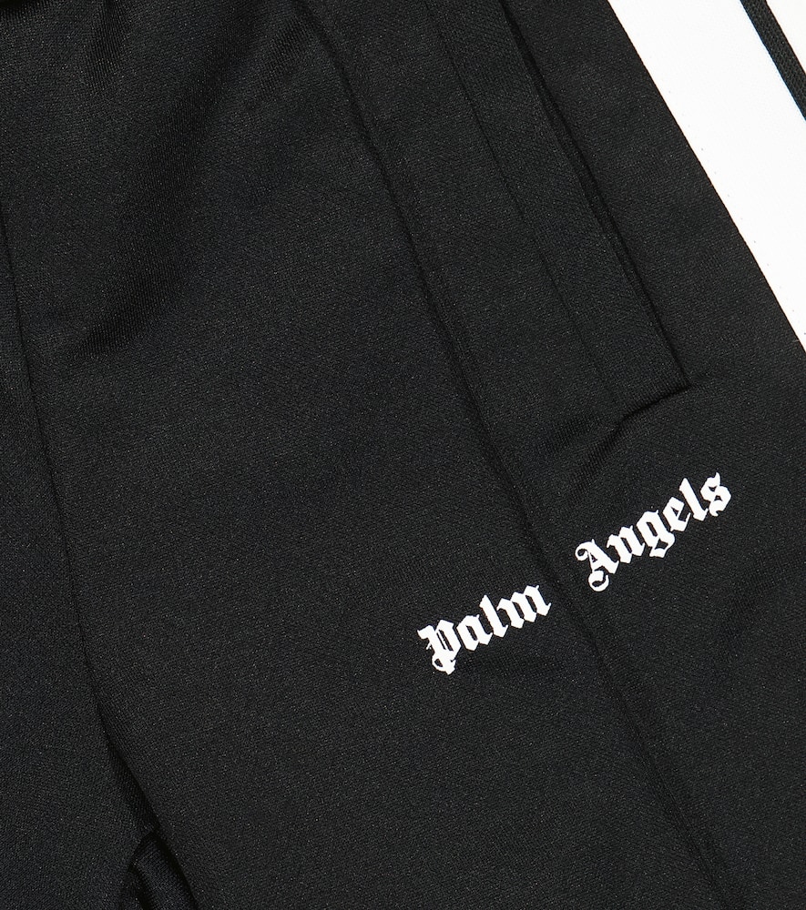 Palm Angels Kids Logo Tape Track Shorts In Black