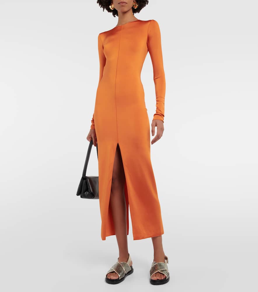 Shop Marni Jersey Midi Dress In Lobster