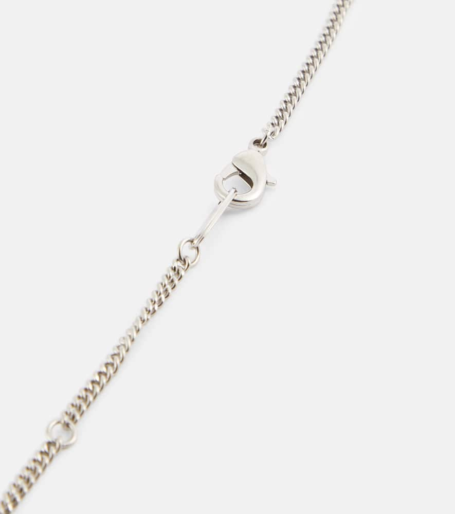 Shop Balenciaga Lovelock Embellished Necklace In Silver