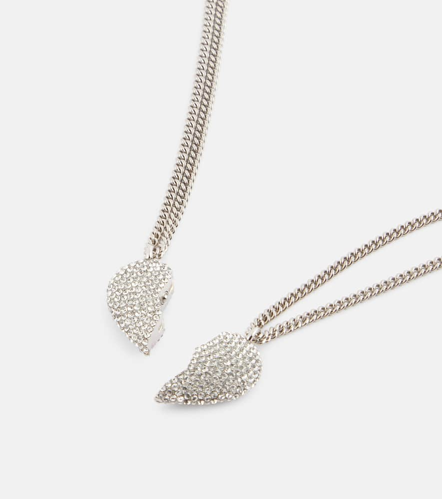 Shop Balenciaga Lovelock Embellished Necklace In Silver