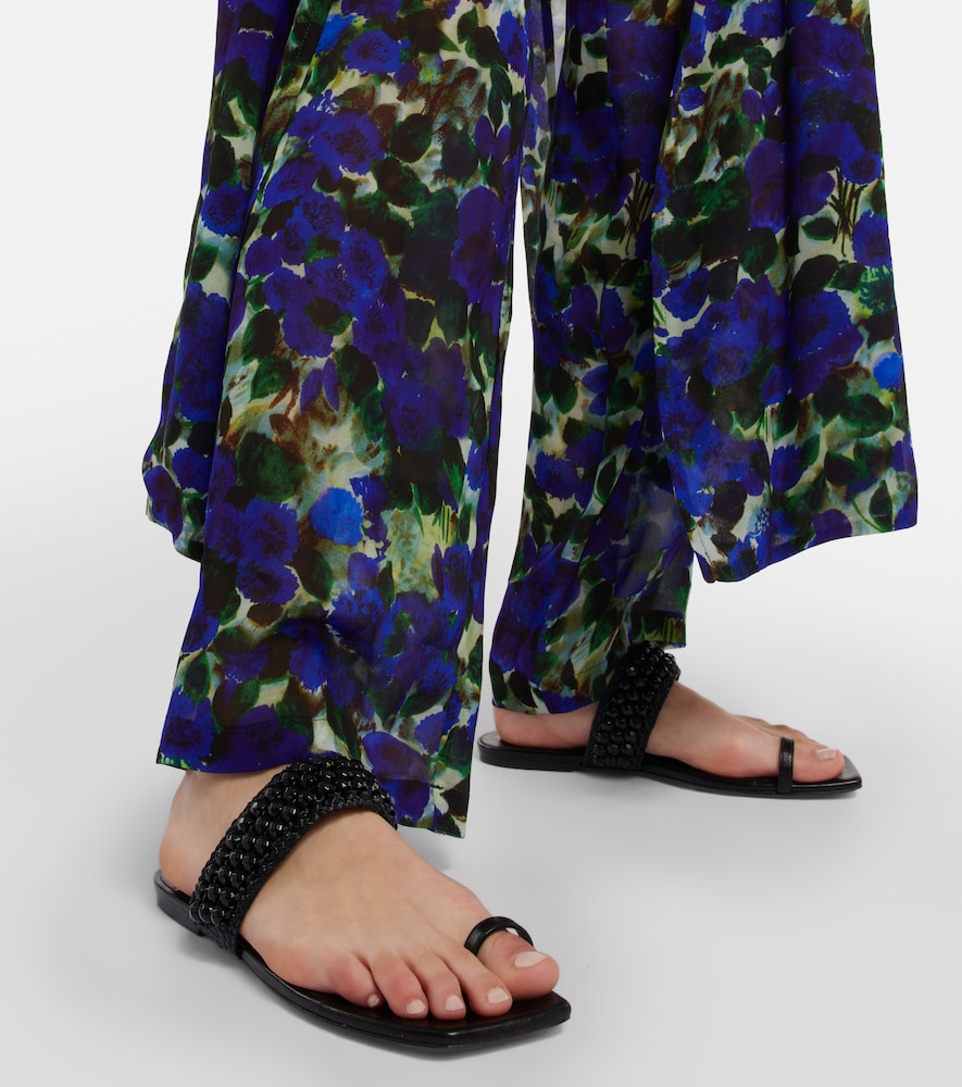 Amoure Flat Embellished Raffia Sandals
