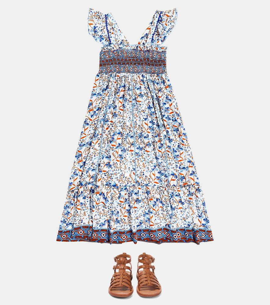 Poupette St Barth Cindy Floral Dress In Sky Mini Jonquille