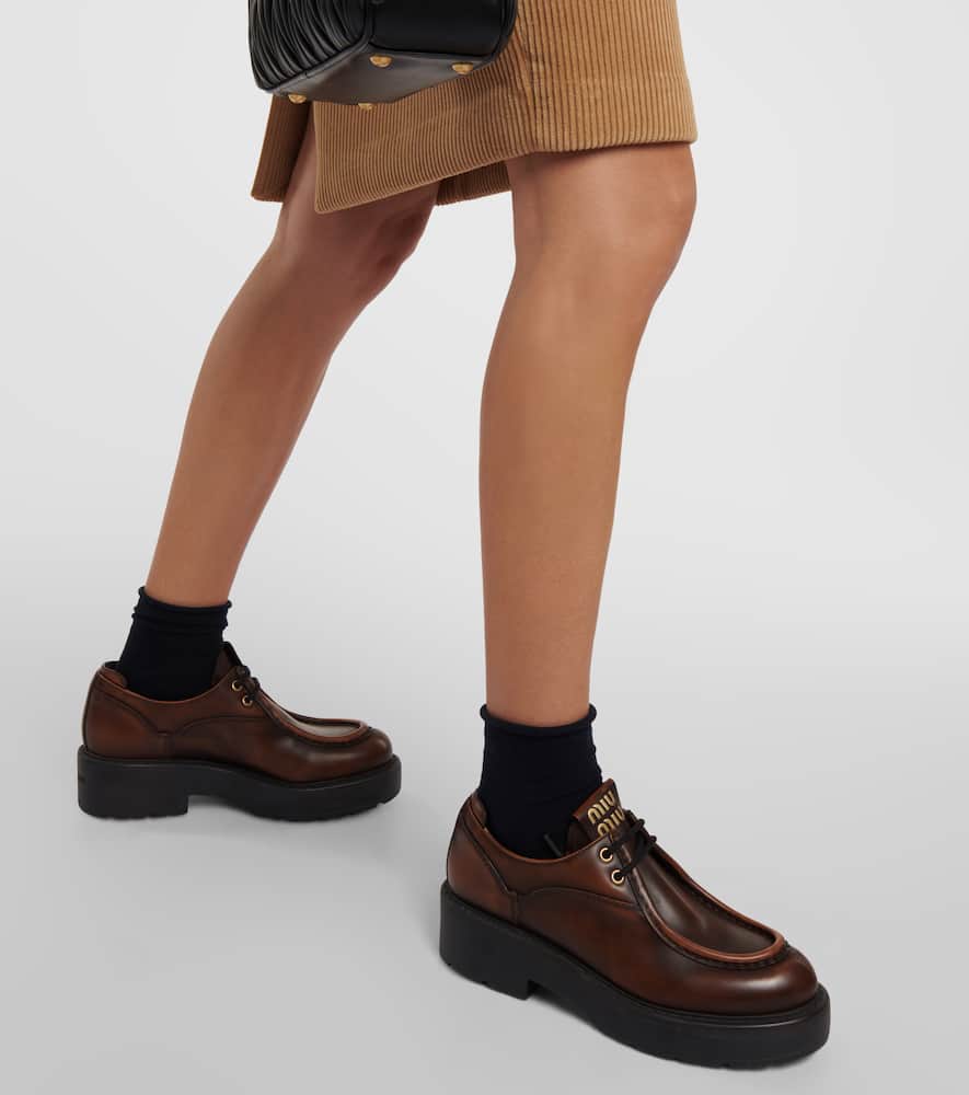 Miu Miu Boyfriend Lu Platform Derby In Brown