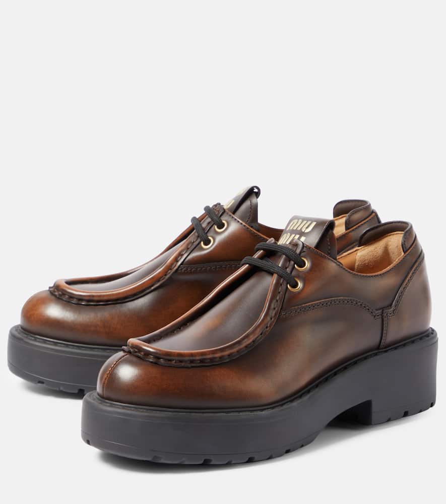Miu Miu Boyfriend Lu Platform Derby In Brown