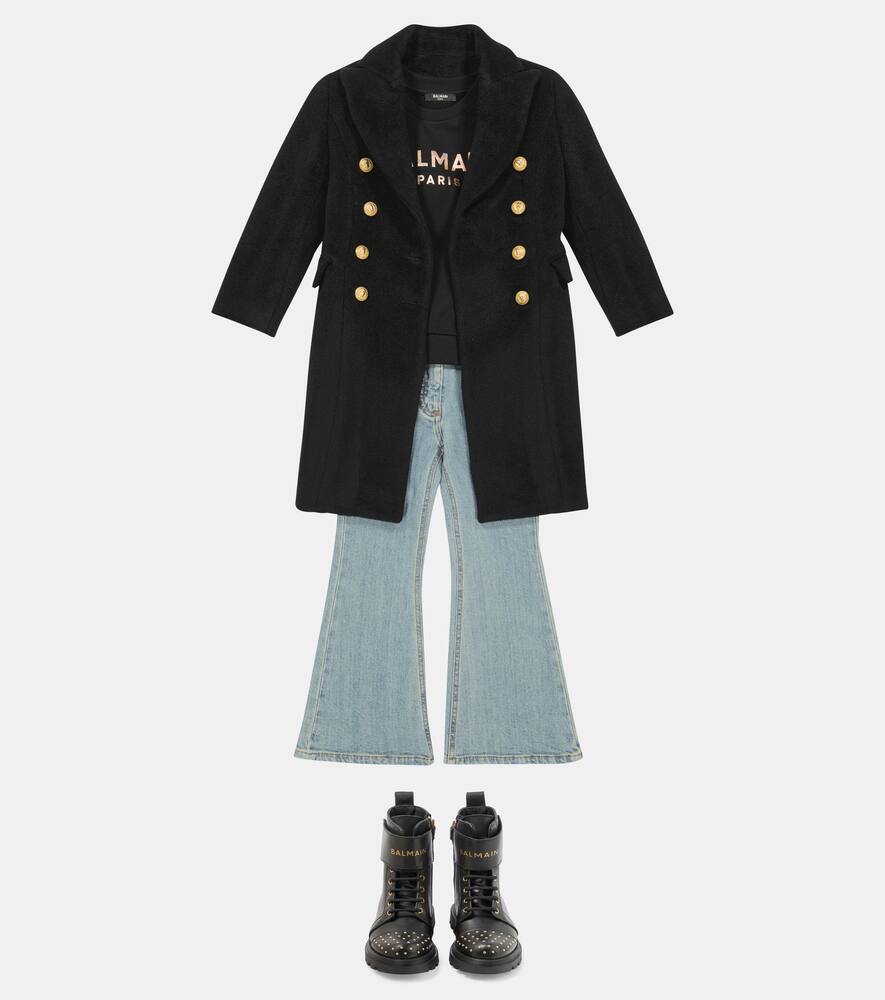 Balmain Logo Cotton Jersey Sweatshirt In Black