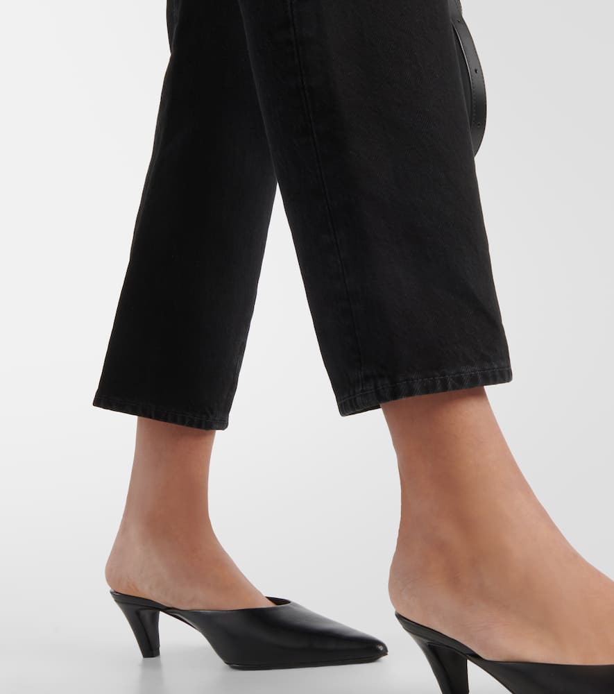 Shop Totême Mid-rise Cropped Jeans In Black