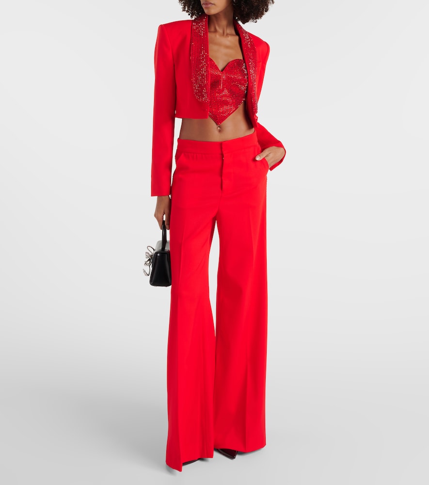  Area Area Embellished Wool Crop Top 