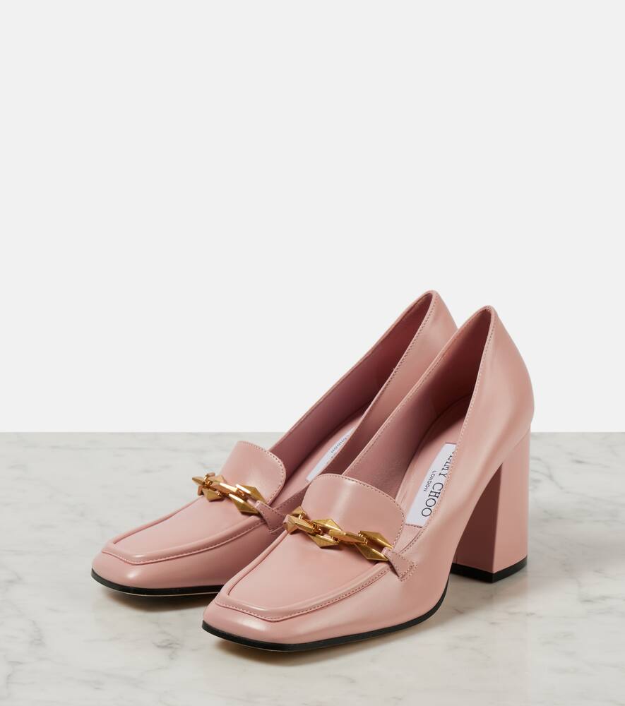 Jimmy Choo Diamond Tilda 85 Leather Loafer Pumps In Pink