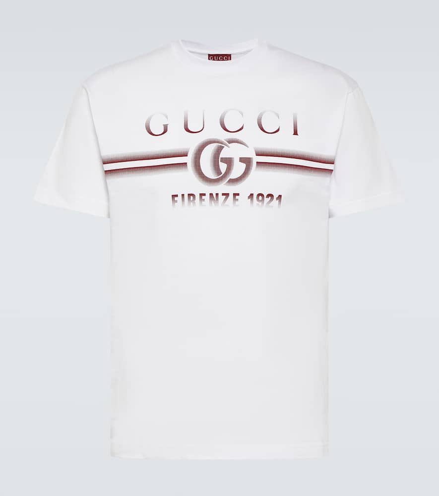 Shop Gucci Logo Cotton Jersey T-shirt In White