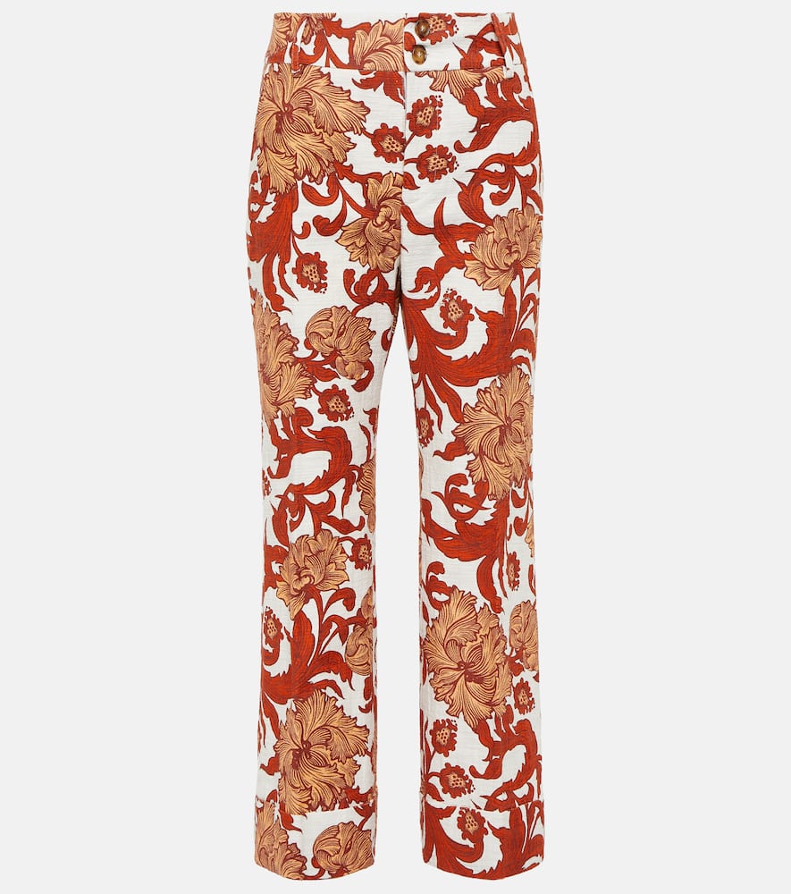 Hendrix jacquard high-rise cotton straight pants