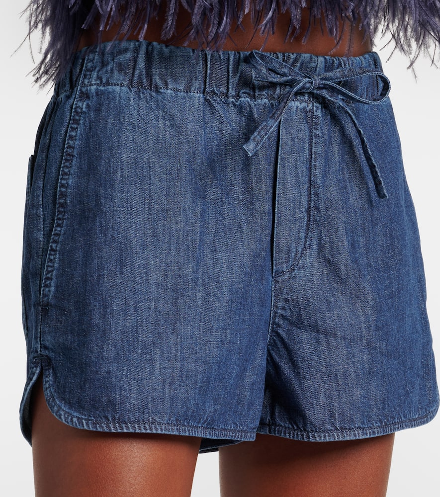 Shop Valentino Vgold Denim Shorts In Blau