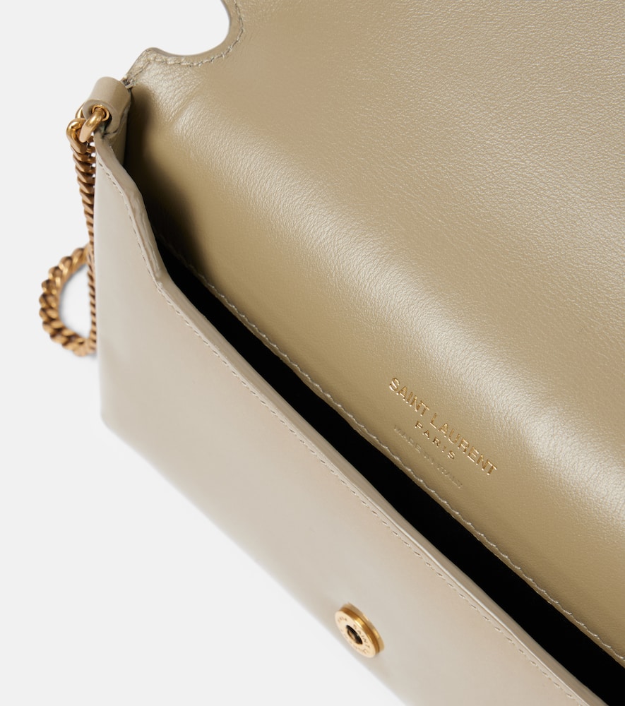 Saint Laurent Cassandre Leather Wallet On Chain In Brown