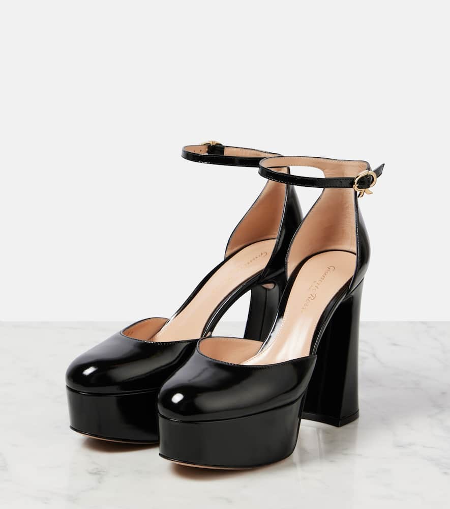 GIANVITO ROSSI BESSIE 100 PATENT LEATHER PLATFORM PUMPS