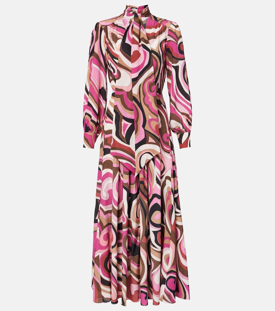 Marigold silk crêpe de chine midi dress