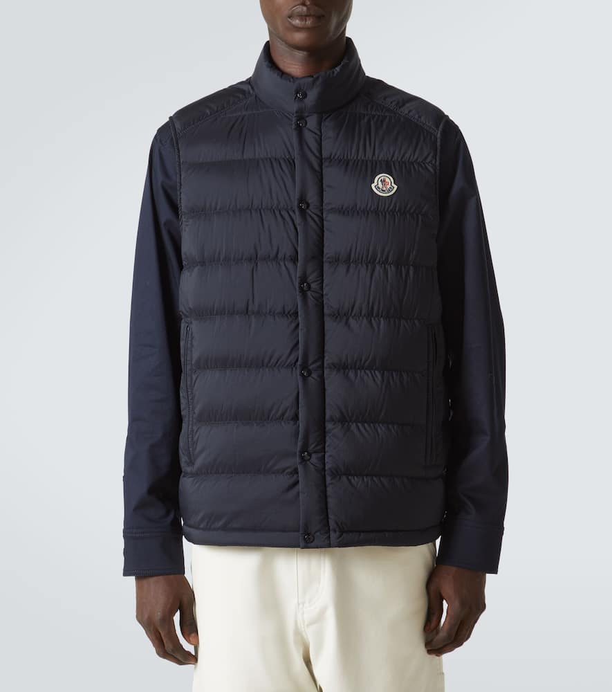 Shop Moncler Barthe Down Vest In Obsidian Blue