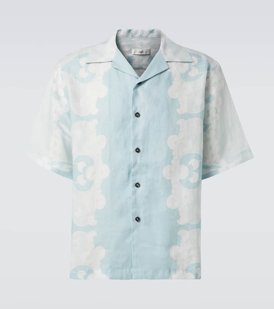 Paradise Floral linen bowling shirt