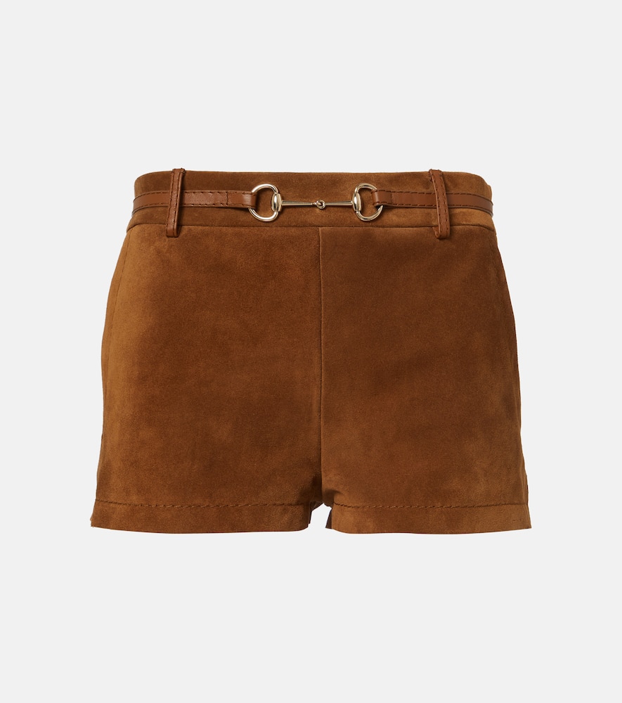 Low-rise suede shorts