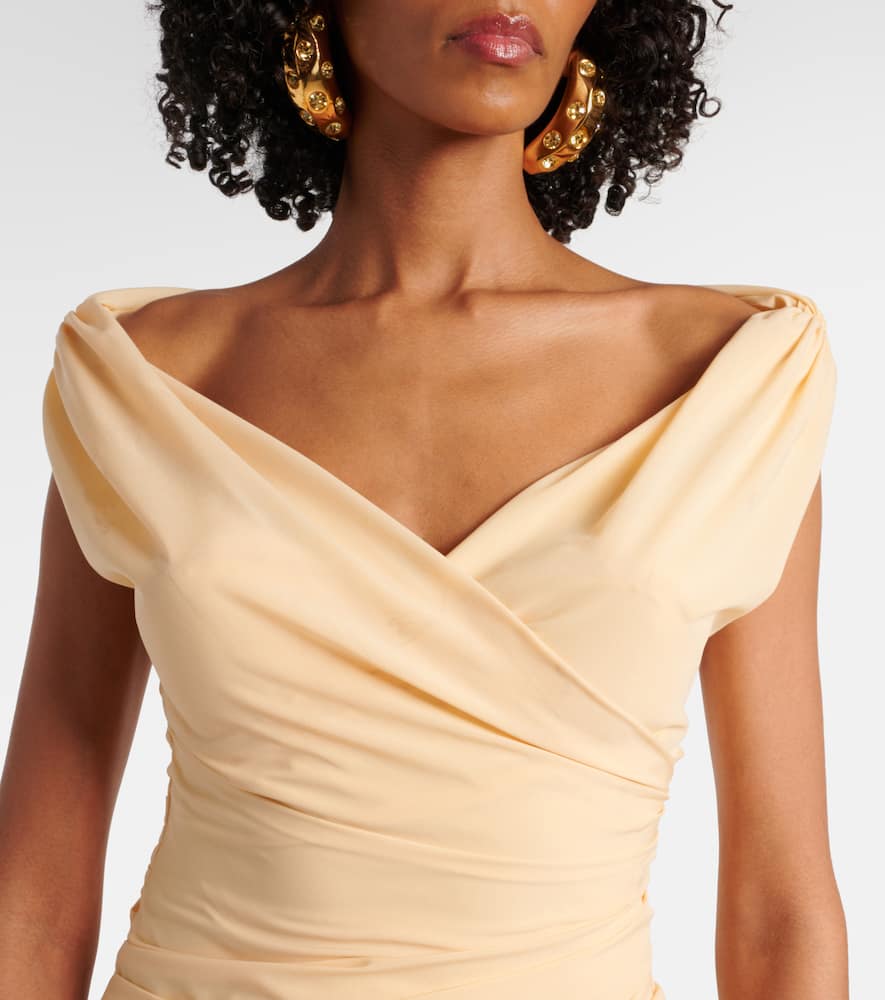 Jacquemus 'the Rita' Beige Dress With V-neck And Draped Details In Beige