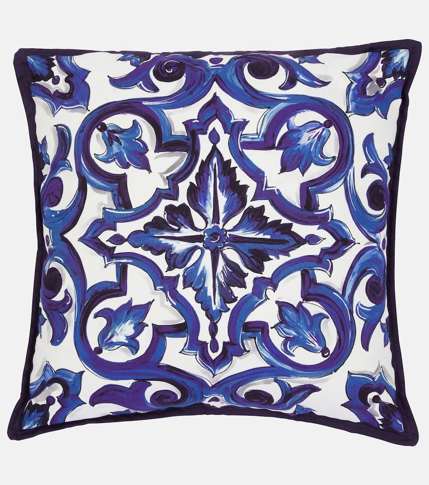 Dolce & Gabbana Casa Small Printed Canvas Cushion In Multicoloured