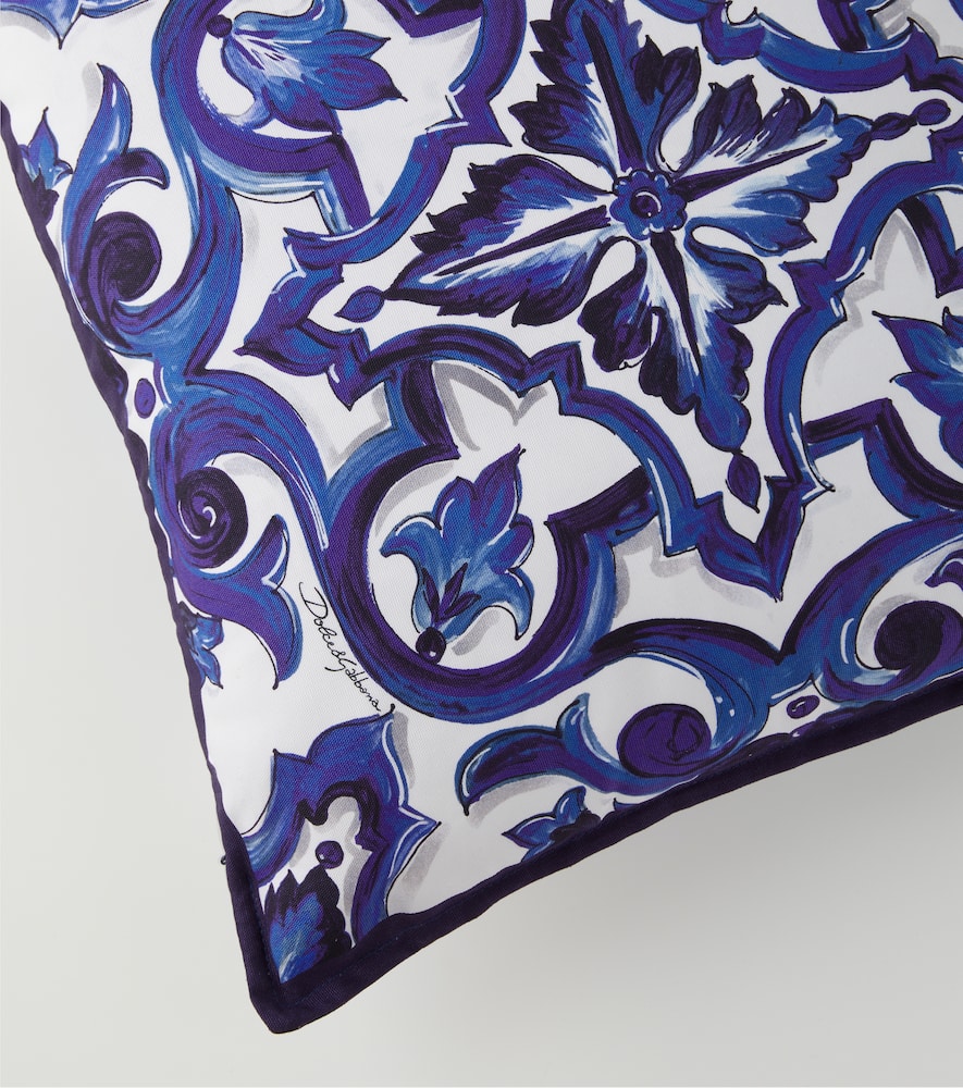 Dolce & Gabbana Casa Small Printed Canvas Cushion In Multicoloured