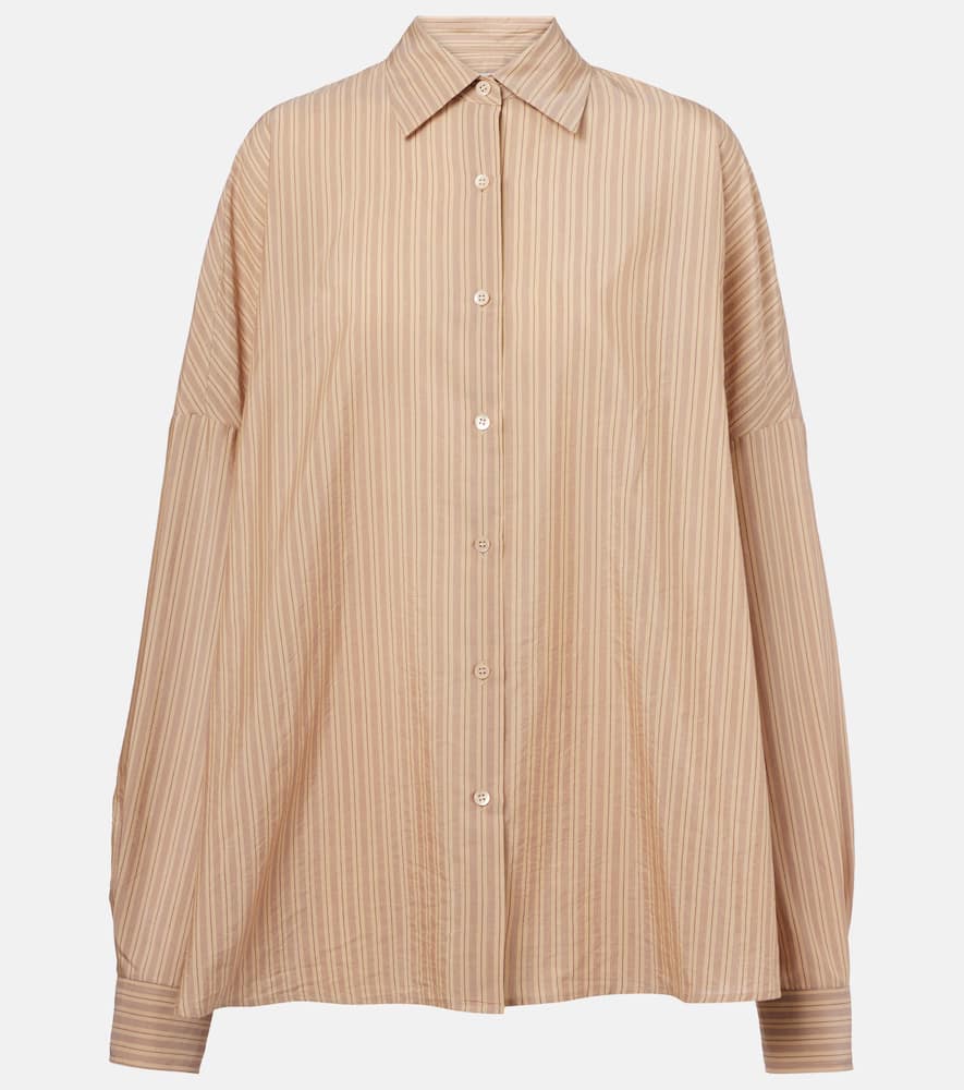 Dries Van Noten Beige Striped Cocoon Shirt In Beige