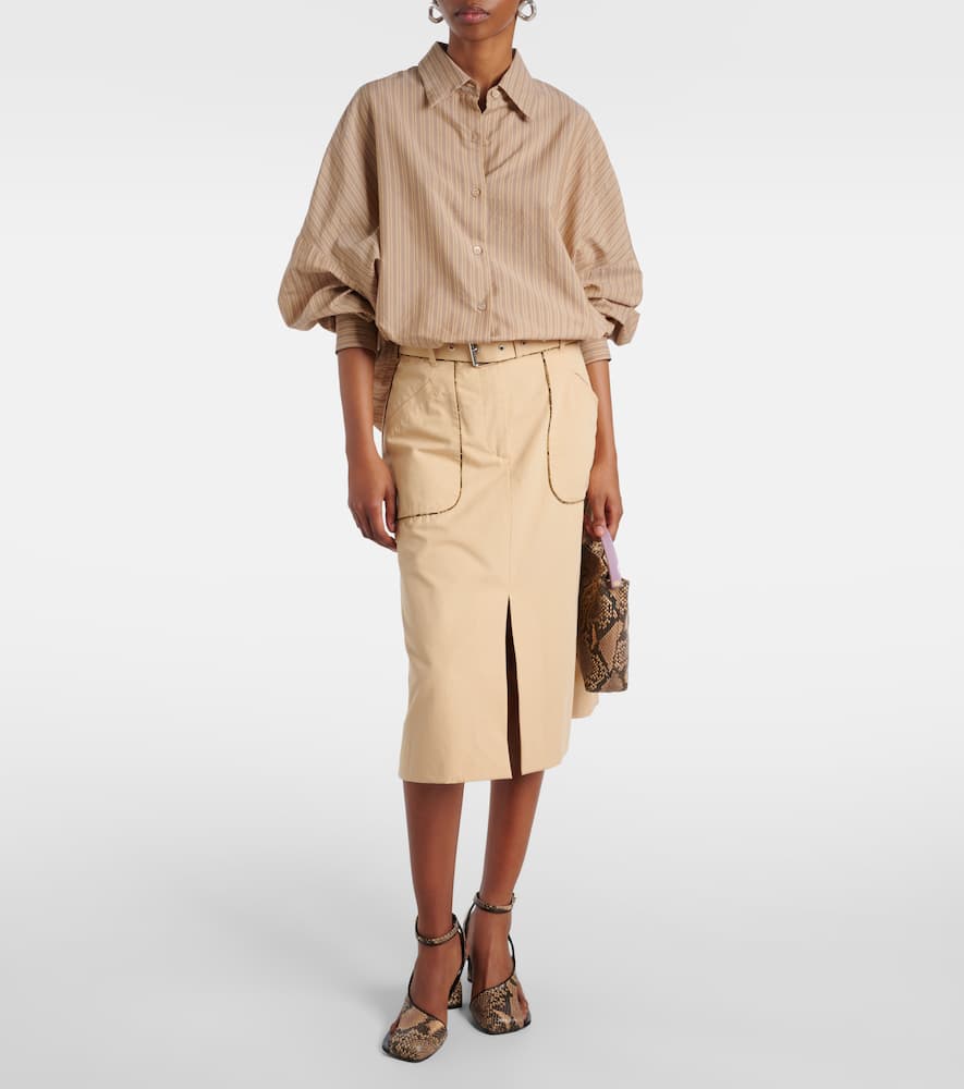 Dries Van Noten Beige Striped Cocoon Shirt In Beige