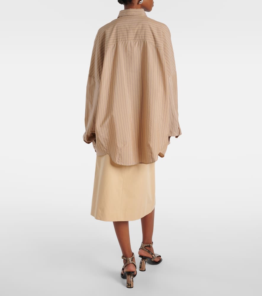 Dries Van Noten Beige Striped Cocoon Shirt In Beige