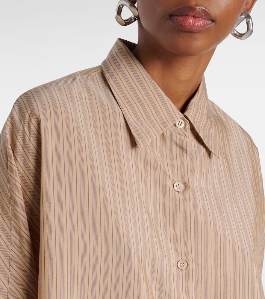 Dries Van Noten Beige Striped Cocoon Shirt In Beige