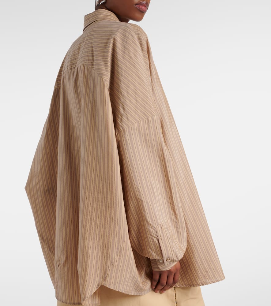 Dries Van Noten Beige Striped Cocoon Shirt In Beige