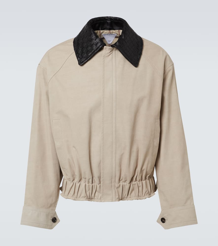 Intrecciato leather twill blouson