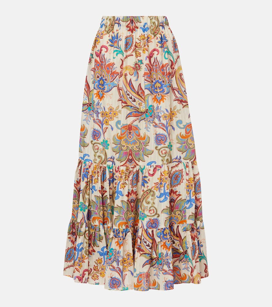 Etro Paisley Tiered Cotton Maxi Skirt