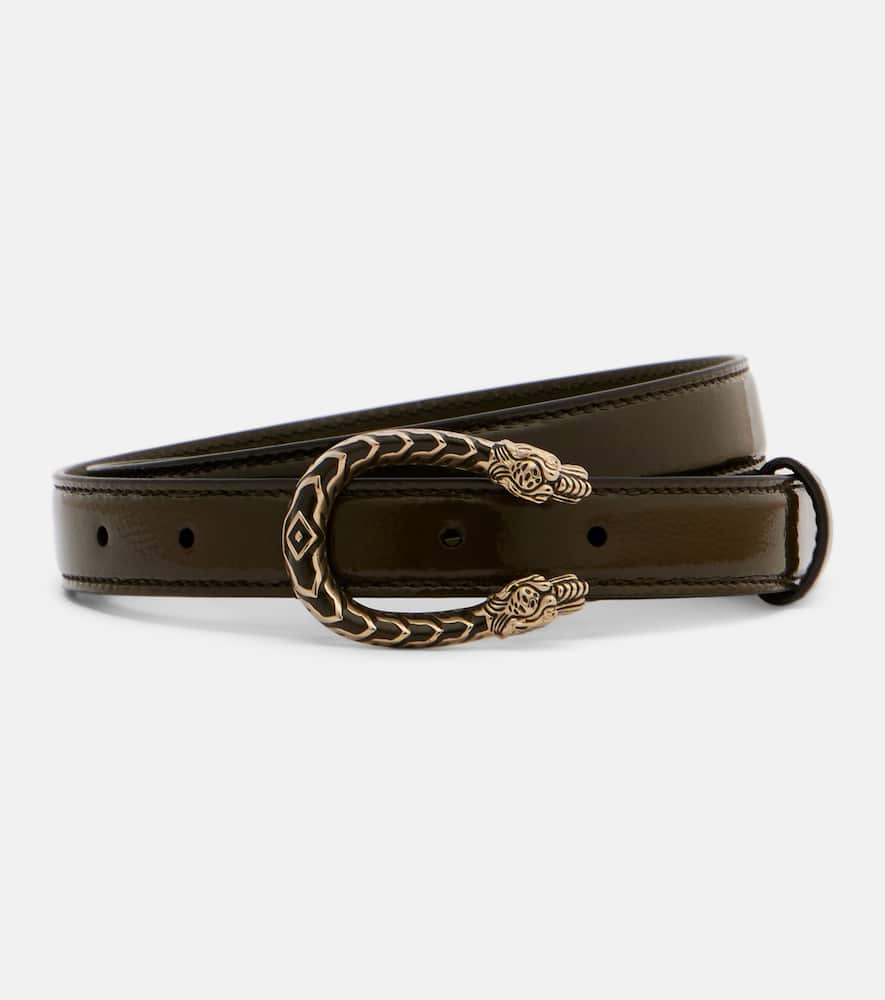Gucci Dionysus Patent Leather Belt In Green