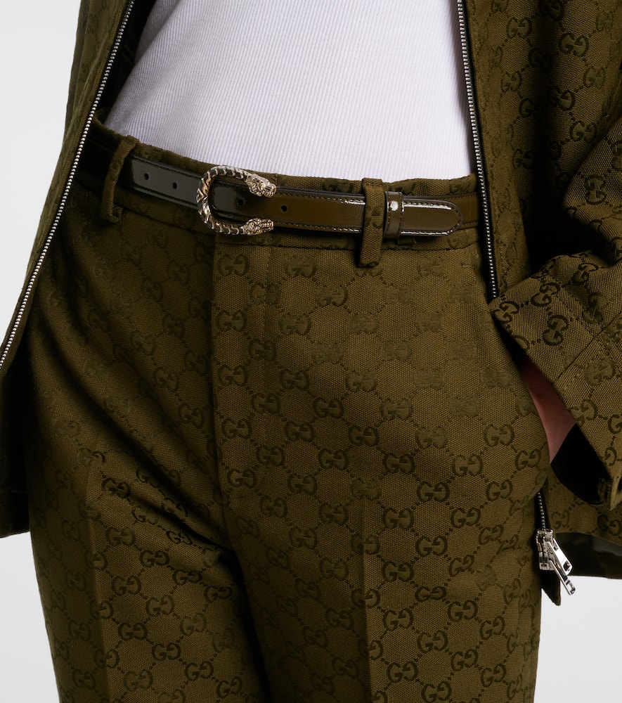 Gucci Dionysus Patent Leather Belt In Green