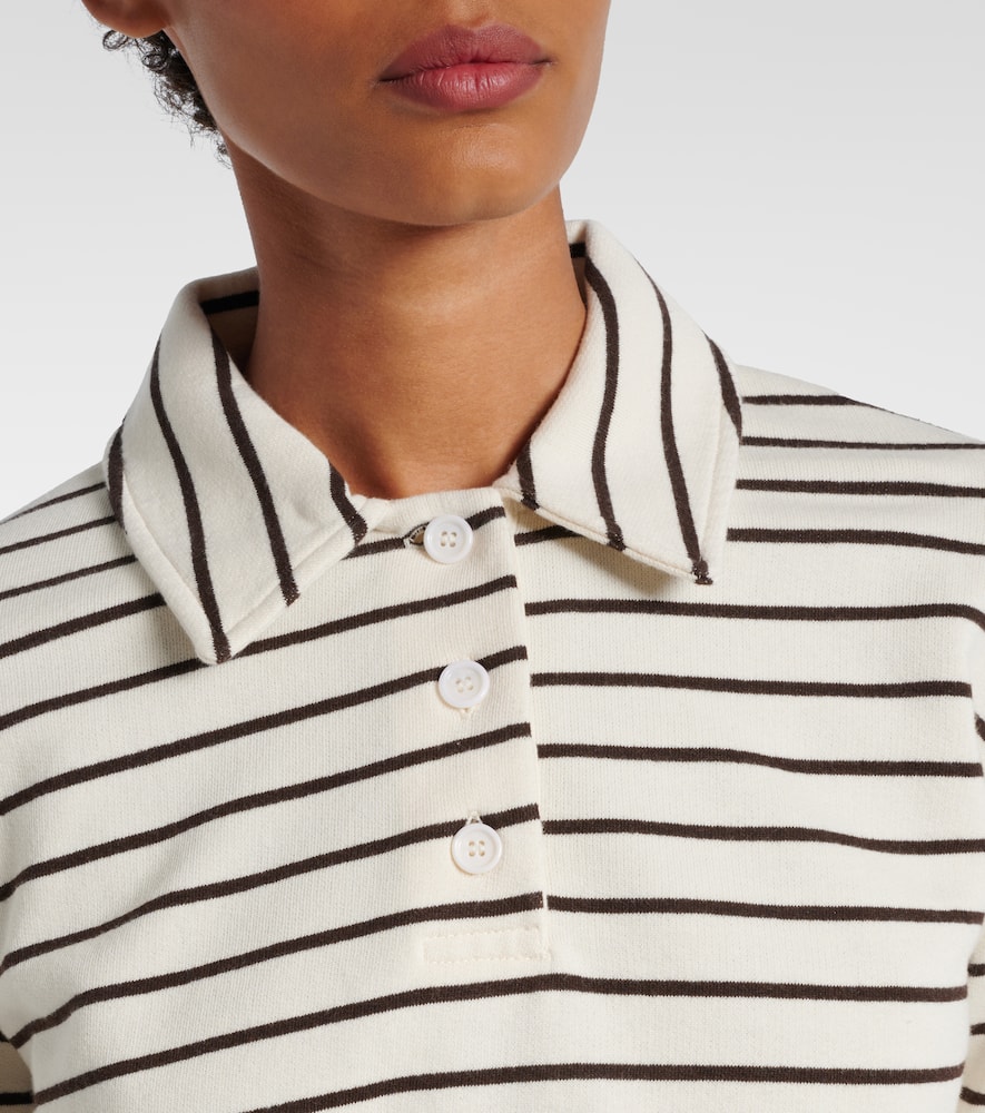 Jw Anderson Cropped Striped Cotton Polo Sweater In Neutral