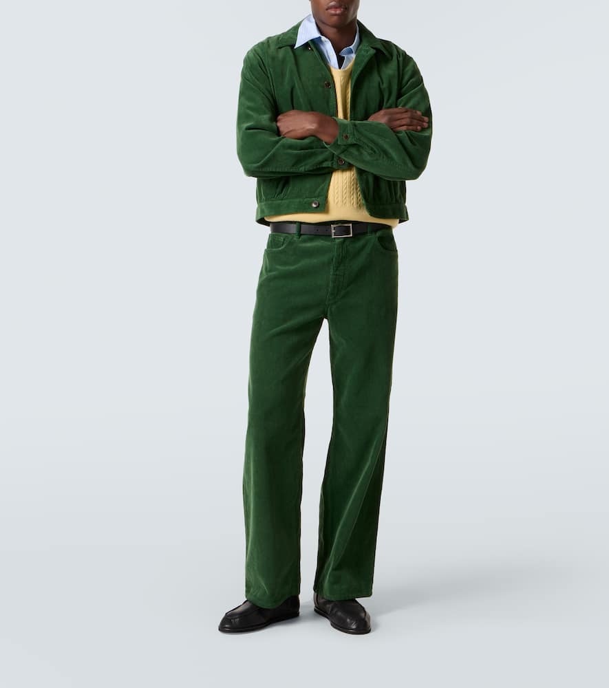 Auralee Cotton Corduroy Wide-leg Pants In Green