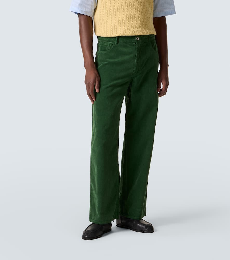 Auralee Cotton Corduroy Wide-leg Pants In Green