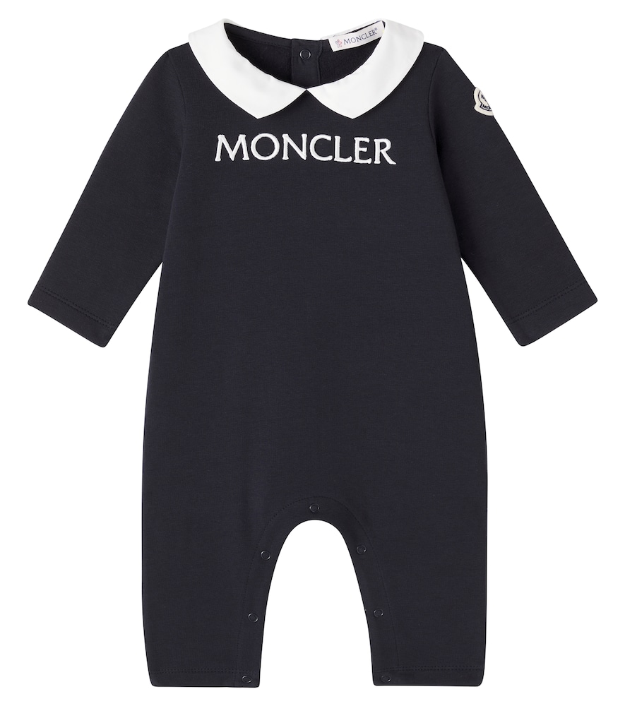 Moncler Enfant Baby logo cotton-blend fleece playsuit